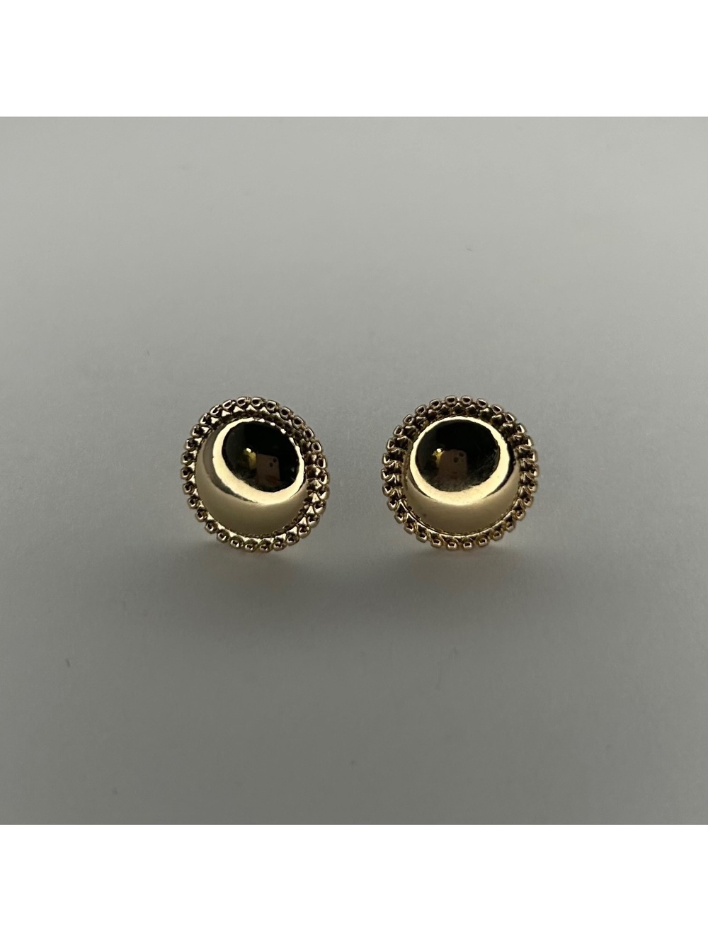 Vintage Napier Signed Gold Tone Button Pierced Stud Earrings
